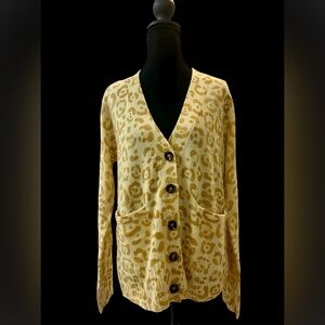ANDREE BY UNIT Gold and Tan Leopard Cardigan